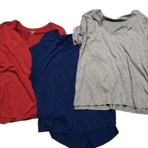 Womens V-Neck T-Shirts Bundle Lot of 3 Short Sleeve Casual‎ Tee Basic Everyday